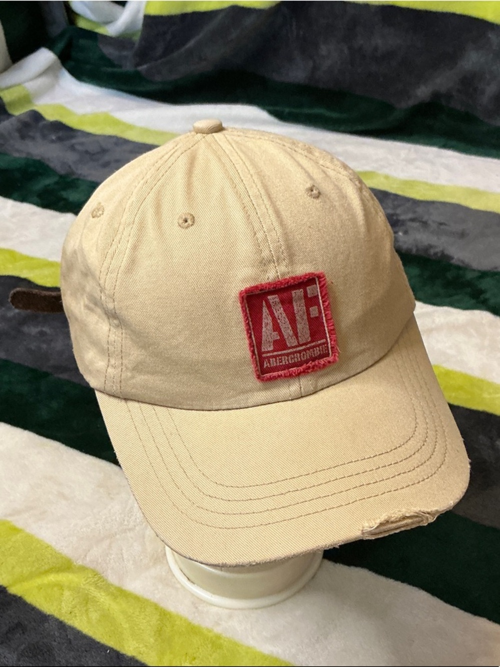 Abercrombie Beige Baseball Cap with Red Patch